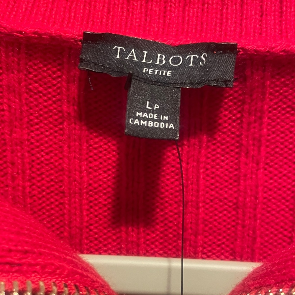 Talbots Red Ribbed Half-Zip Sweater - Picture 5 of 8